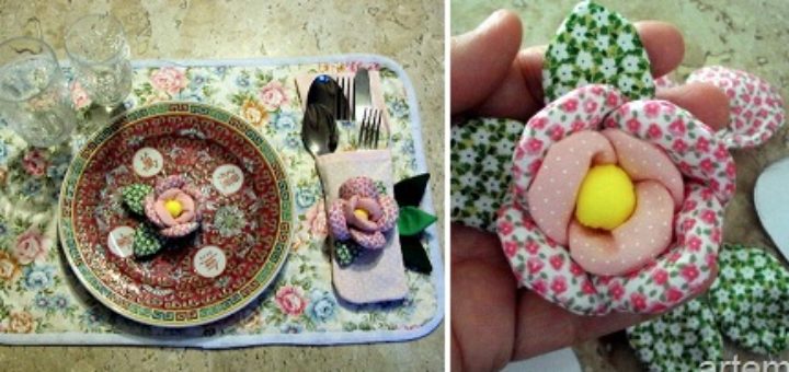 Цветы из ткани для украшения сервировки стола