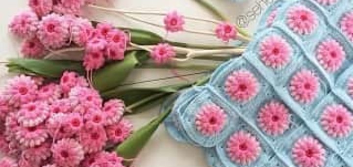 Цветочные мотивы крючком для вязания пледа, подушки, покрывала
